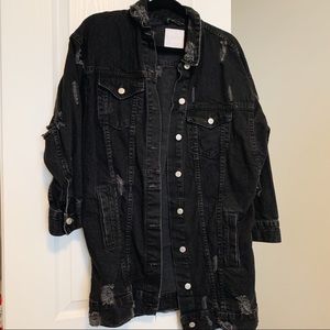Zara Distressed Longline Denim Jacket